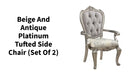 Beige and Antique Platinum Tufted Side Chair (Set of 2) by@Outfy