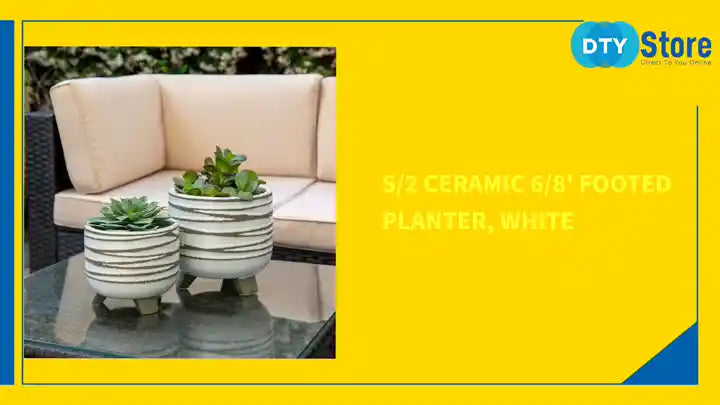S/2 CERAMIC 6/8&#039; FOOTED PLANTER, WHITE by@Outfy