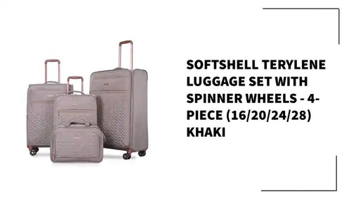 Softshell Terylene Luggage Set with Spinner Wheels - 4-Piece (16/20/24/28) Khaki - Image 18