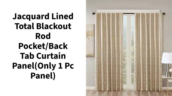 Jacquard Lined Total Blackout Rod Pocket/Back Tab Curtain Panel(Only 1 Pc Panel) by@Outfy