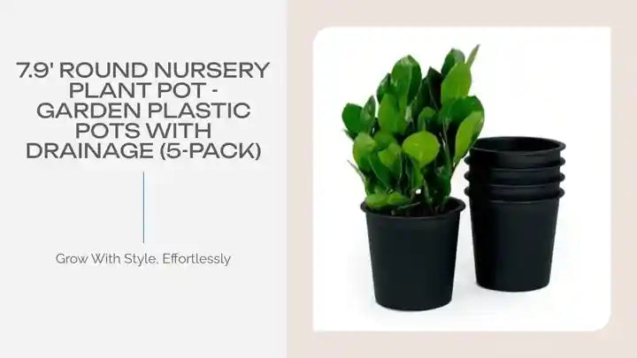 7.9&#039; Round Nursery Plant Pot - Garden Plastic Pots with Drainage (5-Pack) by@Outfy
