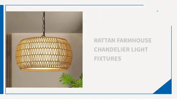 Rattan Farmhouse Chandelier Light Fixtures by@Outfy
