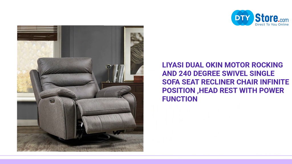 Liyasi Dual OKIN Motor Rocking and 240 Degree Swivel Single Sofa Seat recliner Chair Infinite Position ,Head rest with power function by@Outfy