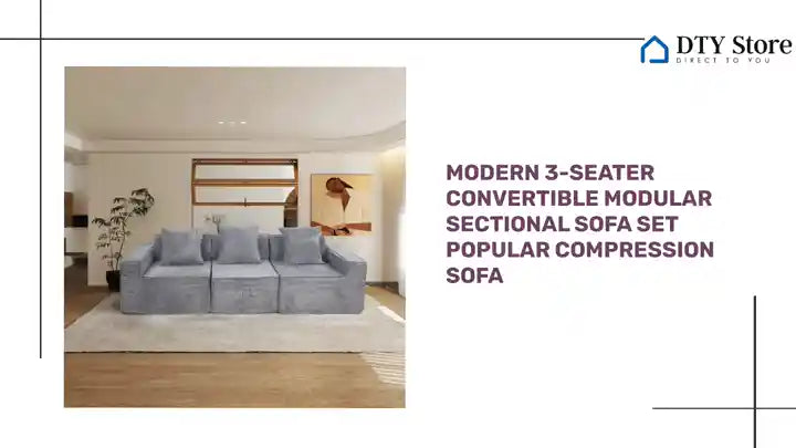 Modern 3-Seater Convertible Modular Sectional Sofa Set Popular Compression Sofa by@Outfy