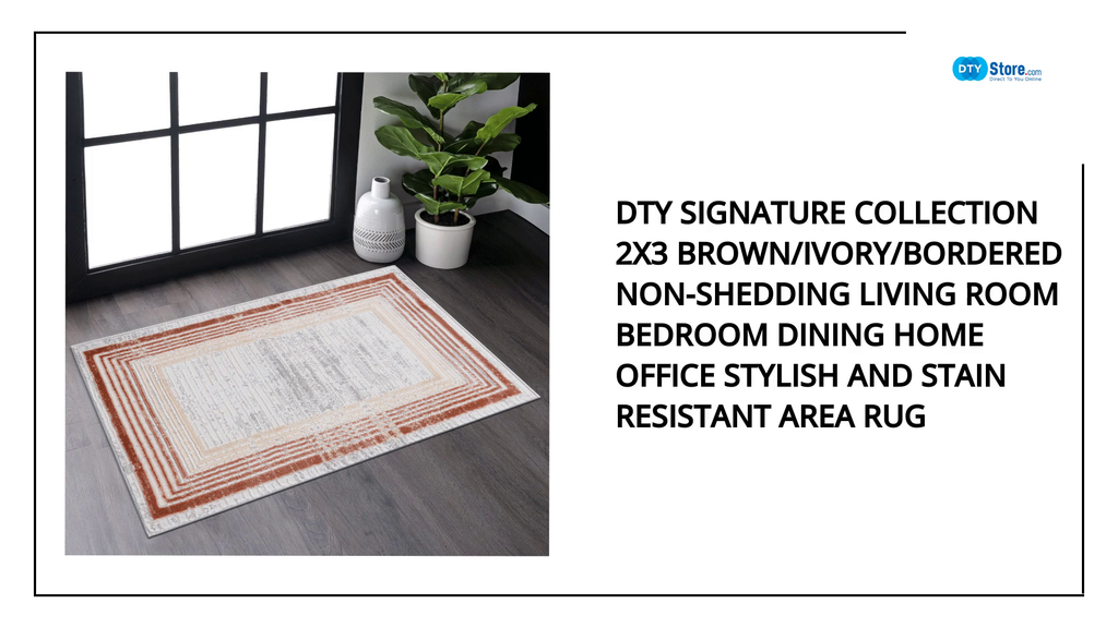 DTY Signature Collection 2X3 Brown/Ivory/Bordered Non-Shedding Living Room Bedroom Dining Home Office Stylish and Stain Resistant Area Rug by@Outfy