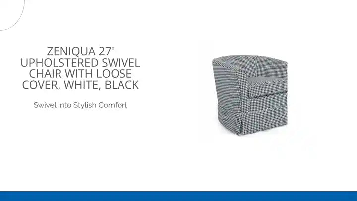 Zeniqua 27' Upholstered Swivel Chair with Loose Cover, White, Black by@Outfy