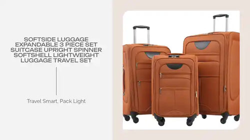Softside Luggage Expandable 3 Piece Set Suitcase Upright Spinner Softshell Lightweight Luggage Travel Set - Image 9