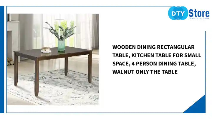 Wooden Dining Rectangular Table, Kitchen Table for Small Space, 4 Person Dining Table, Walnut ONLY THE TABLE by@Outfy