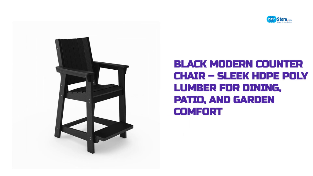Black Modern Counter Chair &ndash; Sleek HDPE Poly Lumber for Dining, Patio, and Garden Comfort by@Outfy