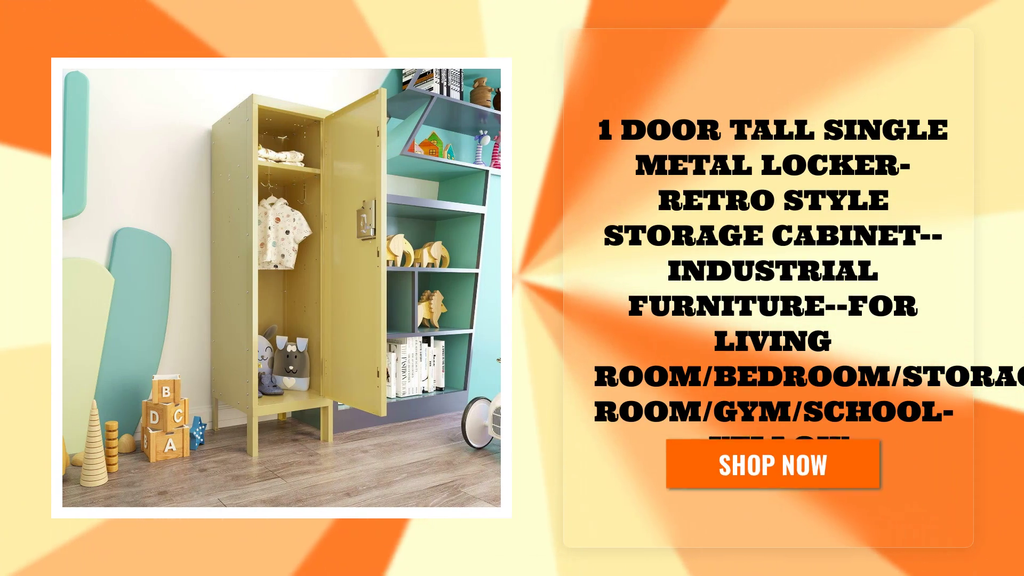 1 Door Tall Single Metal Locker-Retro Style Storage Cabinet--Industrial Furniture--For Living Room/Bedroom/Storage Room/Gym/School--Yellow by@Outfy