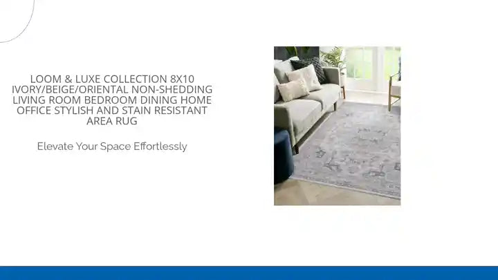 LOOM &amp; LUXE Collection 8X10 Ivory/Beige/Oriental Non-Shedding Living Room Bedroom Dining Home Office Stylish and Stain Resistant Area Rug by@Outfy