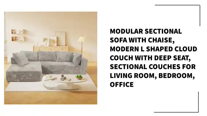 Modular Sectional Sofa with Chaise, Modern L Shaped Cloud Couch with Deep Seat, Sectional Couches for Living Room, Bedroom, Office by@Outfy
