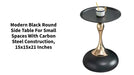 Modern Black Round Side Table for Small Spaces with Carbon Steel Construction, 15x15x21 inches by@Outfy