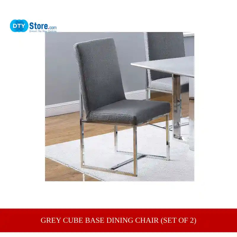Grey Cube Base Dining Chair (Set of 2) by@Outfy