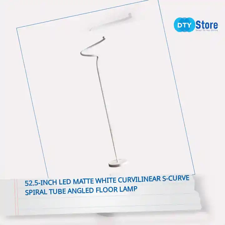 52.5-Inch LED Matte White Curvilinear S-Curve Spiral Tube Angled Floor Lamp by@Outfy