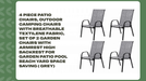 4 Piece Patio Chairs, Outdoor Camping Chairs with Breathable Textilene Fabric, Set of 2 Garden Chairs with Armrest High Backrest for Garden Patio Pool Beach Yard Space Saving ( Grey) by@Outfy