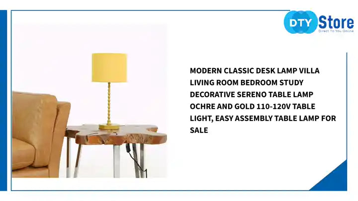Modern Classic Desk Lamp Villa Living Room Bedroom Study Decorative Sereno Table Lamp Ochre and Gold 110-120V Table Light, Easy Assembly Table Lamp for Sale by@Outfy