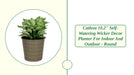 Catleza 10.2&quot; Self-watering Wicker Decor Planter for Indoor and Outdoor - Round by@Outfy