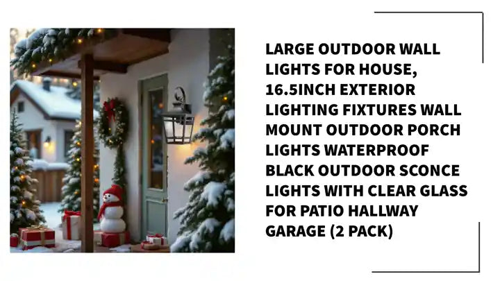 Large Outdoor Wall Lights for House, 16.5inch Exterior Lighting Fixtures Wall Mount Outdoor Porch Lights Waterproof Black Outdoor Sconce Lights with Clear Glass for Patio Hallway Garage (2 pack) by@Outfy