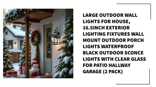 Large Outdoor Wall Lights for House, 16.5inch Exterior Lighting Fixtures Wall Mount Outdoor Porch Lights Waterproof Black Outdoor Sconce Lights with Clear Glass for Patio Hallway Garage (2 pack) - Image 13