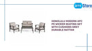 HONOLULU Modern 4PC PE Wicker Seating Set with Cushions Grey Durable Rattan by@Outfy
