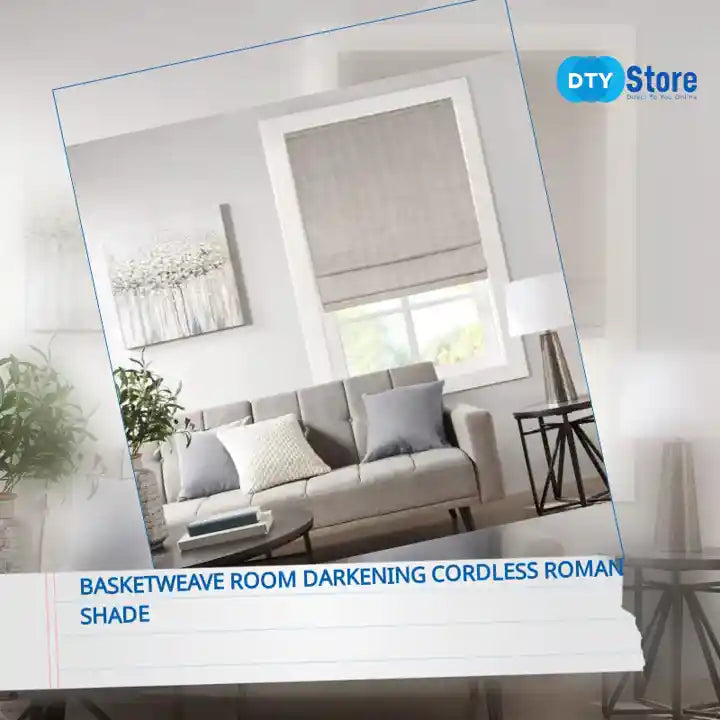 Basketweave Room Darkening Cordless Roman Shade by@Outfy