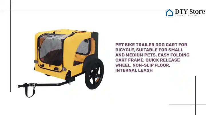 Pet Bike Trailer Dog Cart for Bicycle, Suitable for Small and Medium Pets, Easy Folding Cart Frame, Quick Release Wheel, Non-Slip Floor, Internal Leash by@Outfy