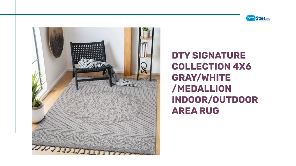DTY Signature Collection 4X6 Gray/White /Medallion Indoor/Outdoor Area Rug by@Outfy