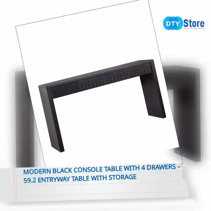 Modern Black Console Table with 4 Drawers &ndash; 59.2 Entryway Table with Storage by@Outfy