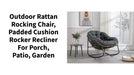 Outdoor Rattan Rocking Chair, Padded Cushion Rocker Recliner for Porch, Patio, Garden by@Outfy