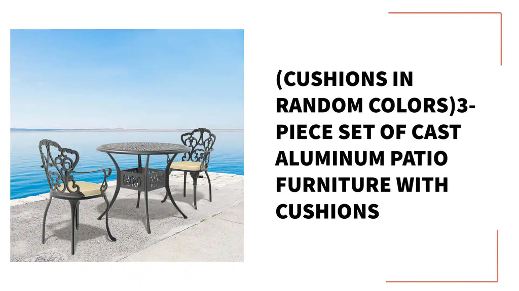 (Cushions In Random Colors)3-Piece Set Of Cast Aluminum Patio Furniture With Cushions by@Outfy