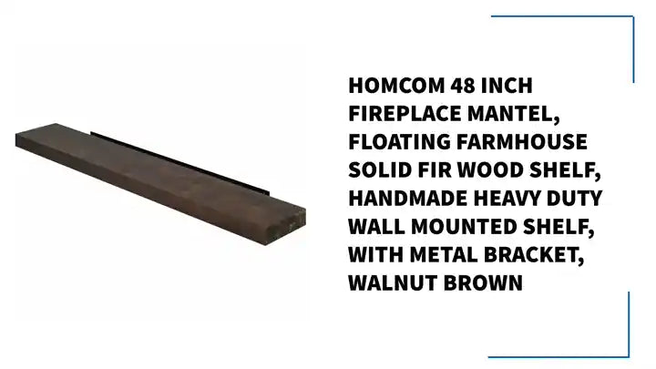 HOMCOM 48 Inch Fireplace Mantel, Floating Farmhouse Solid Fir Wood Shelf, Handmade Heavy Duty Wall Mounted Shelf, with Metal Bracket, Walnut Brown by@Outfy
