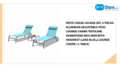Patio Chaise Lounge Set, 3 Pieces Aluminum Adjustable Pool Lounge Chairs Textilene Sunbathing Recliner with Headrest (Lake Blue,2 Lounge Chairs +1 Table) by@Outfy