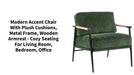 Modern Accent Chair with Plush Cushions, Metal Frame, Wooden Armrest - Cozy Seating for Living Room, Bedroom, Office by@Outfy