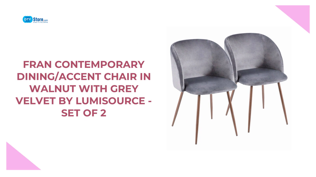 Fran Contemporary Dining/Accent Chair in Walnut with Grey Velvet by LumiSource - Set of 2 by@Outfy