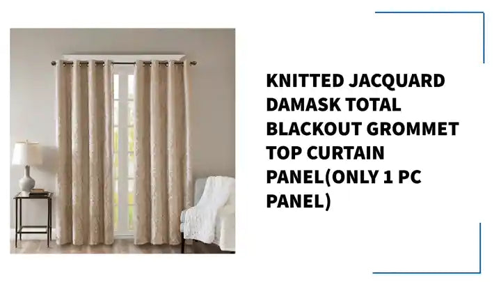 Knitted Jacquard Damask Total Blackout Grommet Top Curtain Panel(Only 1 Pc Panel) by@Outfy