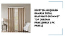 Knitted Jacquard Damask Total Blackout Grommet Top Curtain Panel(Only 1 Pc Panel) by@Outfy
