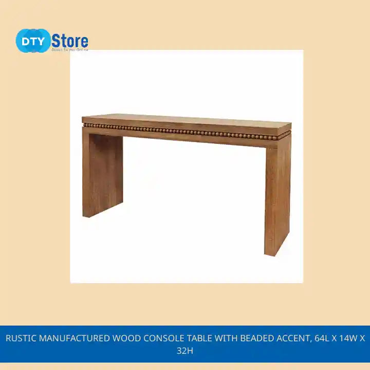 Rustic Manufactured Wood Console Table with Beaded Accent, 64L x 14W x 32H by@Outfy