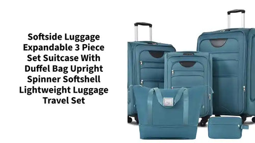Softside Luggage Expandable 3 Piece Set Suitcase with Duffel Bag Upright Spinner Softshell Lightweight Luggage Travel Set - Image 95