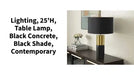 Lighting, 25&#039;h, Table Lamp, Black Concrete, Black Shade, Contemporary by@Outfy