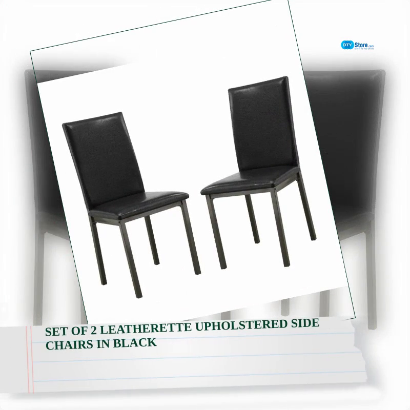 Set of 2 Leatherette Upholstered Side Chairs in Black by@Outfy
