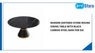 Modern Sintered Stone Round Dining Table with Black Carbon Steel Base for Six by@Outfy