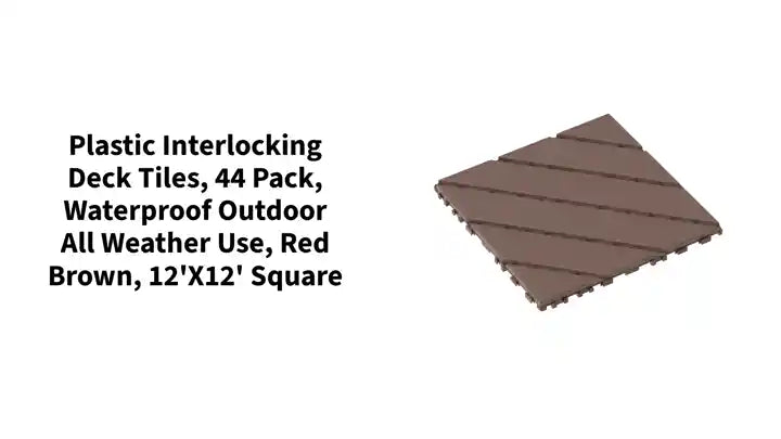 Plastic Interlocking Deck Tiles, 44 Pack, Waterproof Outdoor All Weather Use, Red Brown, 12&#039;x12&#039; Square by@Outfy