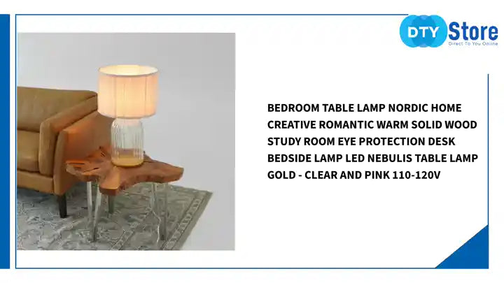 Bedroom Table Lamp Nordic Home Creative Romantic Warm Solid Wood Study Room Eye protection Desk Bedside Lamp LED Nebulis Table Lamp Gold - Clear and Pink 110-120V by@Outfy