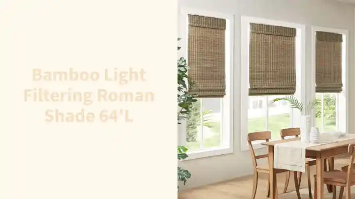Bamboo Light Filtering Roman Shade 64&#039;L by@Outfy