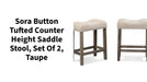 Sora Button Tufted Counter Height Saddle Stool, Set of 2, Taupe by@Outfy