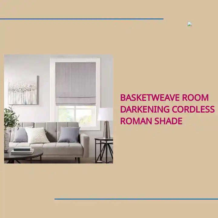 Basketweave Room Darkening Cordless Roman Shade by@Outfy
