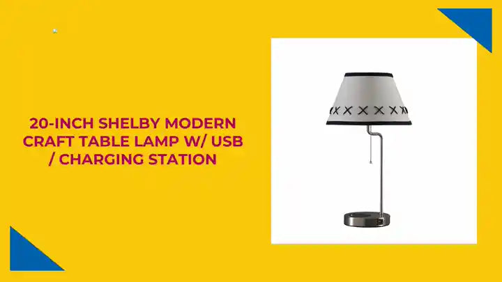 20-Inch Shelby Modern Craft Table Lamp w/ USB / Charging Station by@Outfy