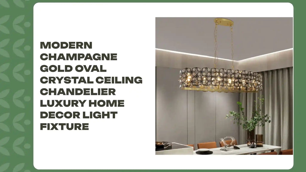 Modern Champagne Gold Oval Crystal ceiling chandelier Luxury Home Decor Light Fixture by@Outfy