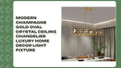 Modern Champagne Gold Oval Crystal ceiling chandelier Luxury Home Decor Light Fixture by@Outfy